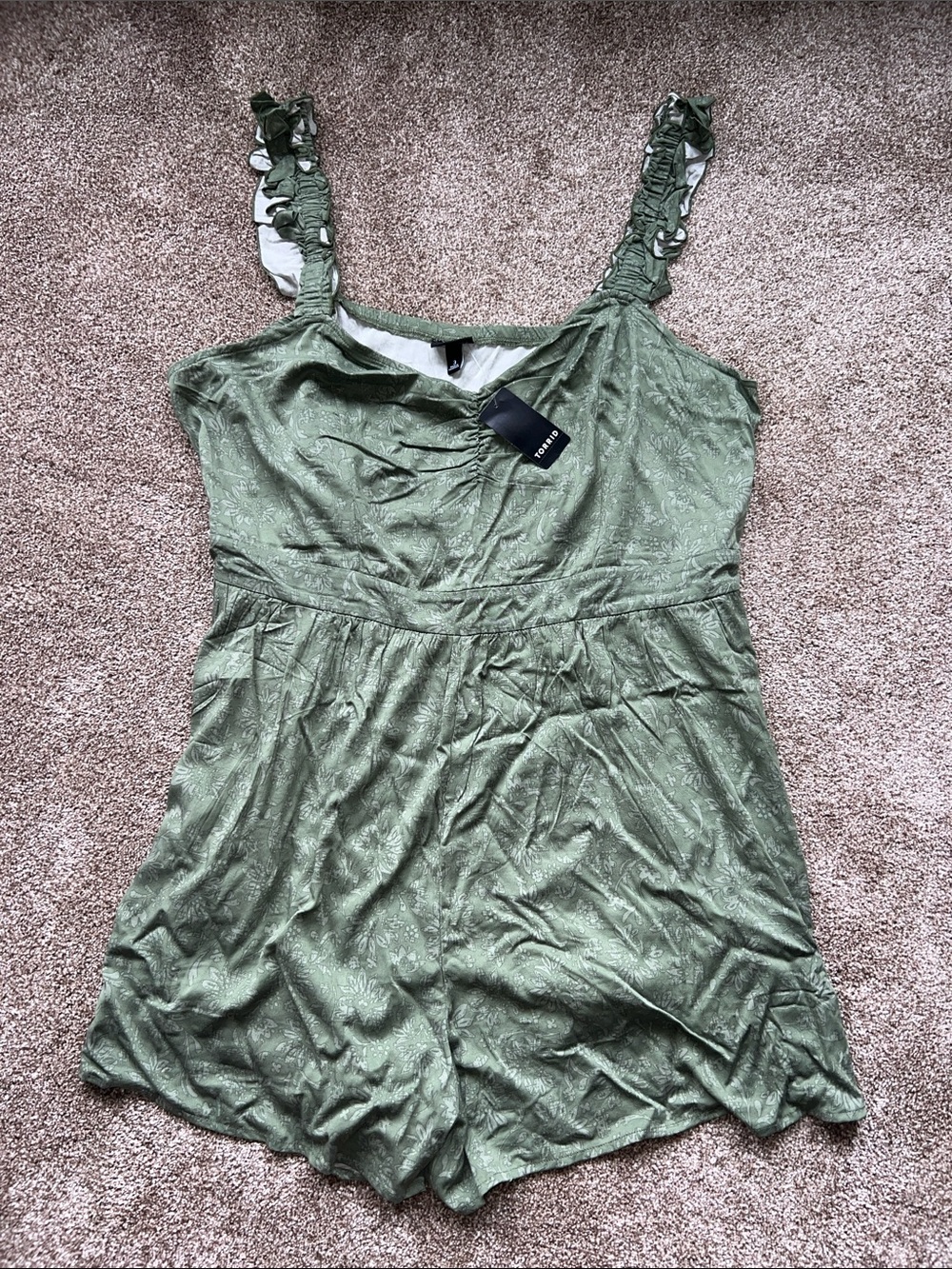 torrid Olive Green Ruffled-Strap Romper